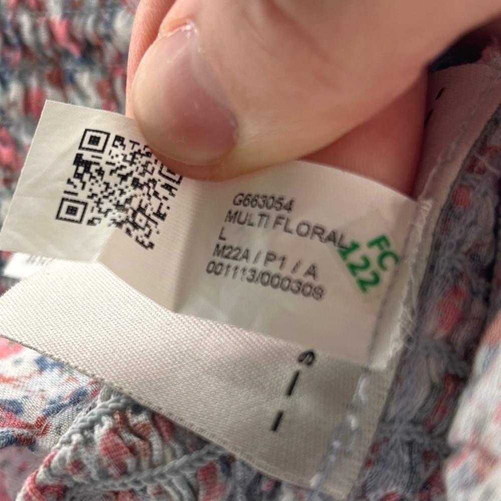 GAP Puff Sleeve Smocked Peplum Top Floral Peasant Blouse Large Cottagecore NWT - Picture 13 of 14